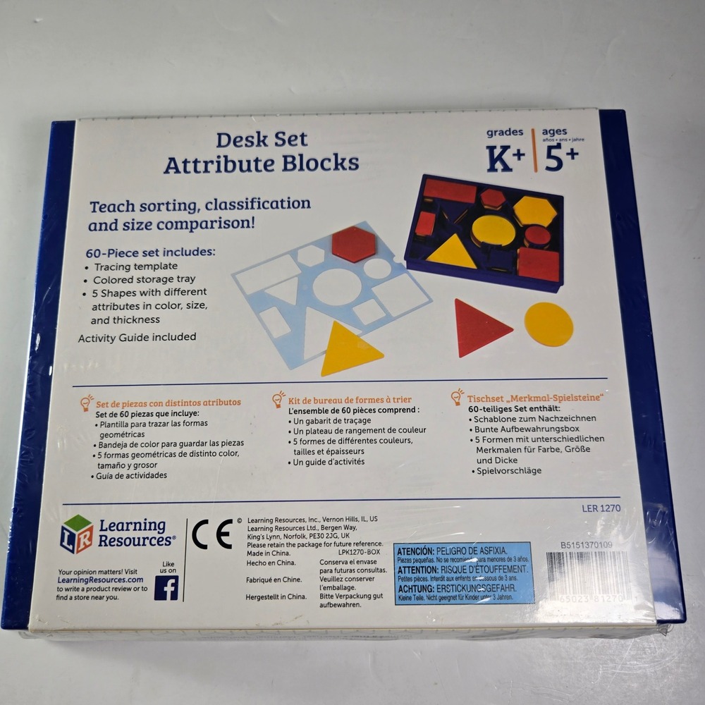 Learning Resources Desk Set Attribute Blocks 60 Piece Educational Toy Age 5 Plus - Picture 2 of 5